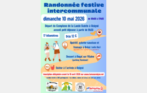 Les inscriptions à la randonnée festive du 10 mai 2026 se feront à partir du dimanche 15 mars jusqu'au 18 avril .